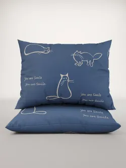 Постельное белье "КОТИКИ/КОТИКИ (компаньон)" 2-спальный наволочки 50х70 2шт Простынь на резинке 160х200 см Пододеяльник 175х215 см Сказка сатин