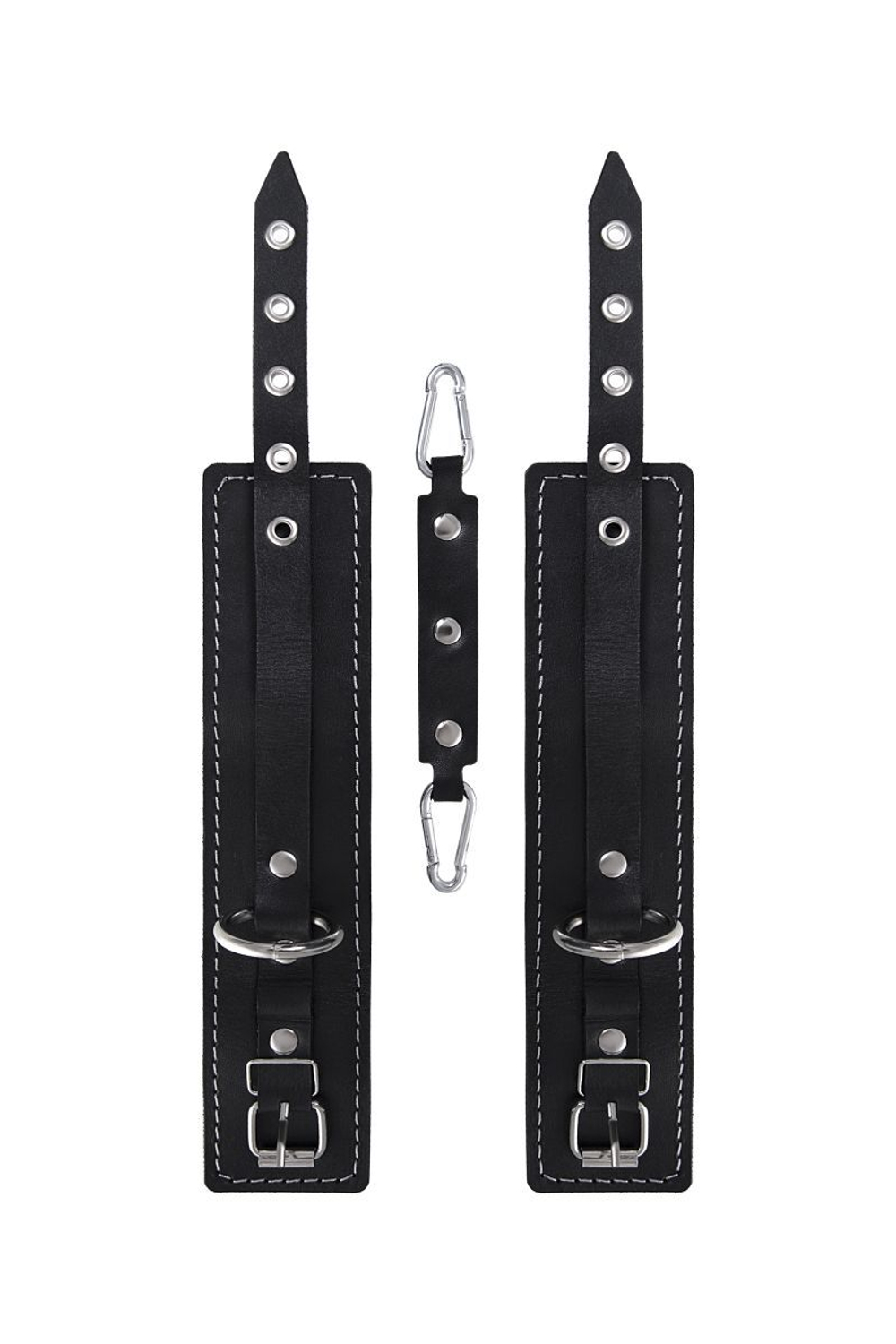 Черные двухслойные оковы с белой строчкой (Цвет: черный)