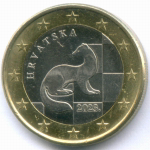 1 евро 2023 год. Хорватия. Регулярный выпуск. Биметалл XF-AU
