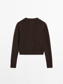 Massimo Dutti Короткий кардиган с обтяжными пуговицами, шоколадный