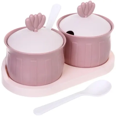 Набор банок для специй SEGRETO» 2шт с ложками 20*10*12см пыльная роза