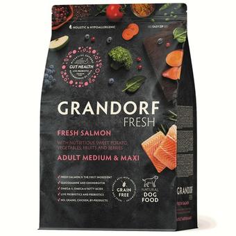 Сухой корм GRANDORF FRESH DOG Salmon MED&MAXI лосось с бататом для взрослых собак средних и крупных пород, для здоровья кожи и шерсти или склонных к аллергии 3кг
