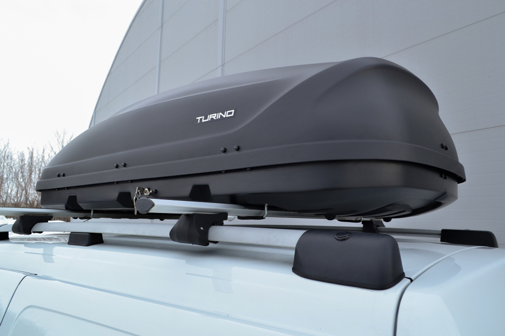 Автобокс на крышу автомобиля "Turino 1" двусторонее открывание (черный) / PT-Group