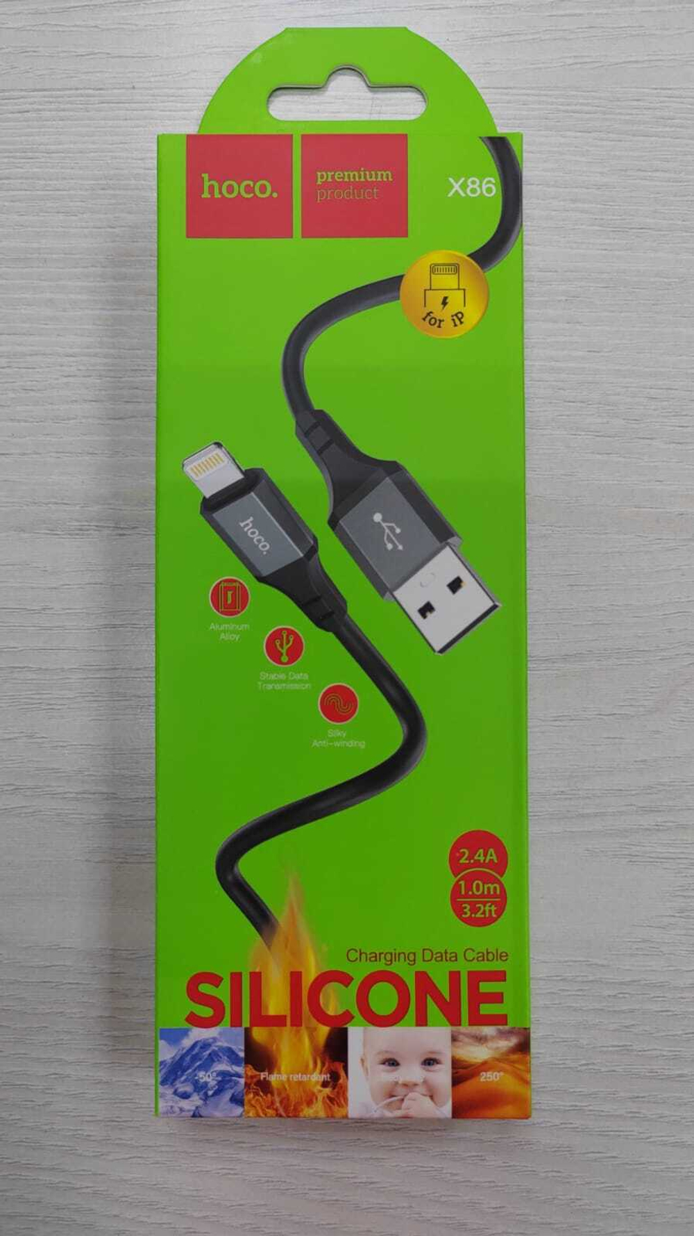 Кабель Lightning Hoco X86 (3A,1m) черный