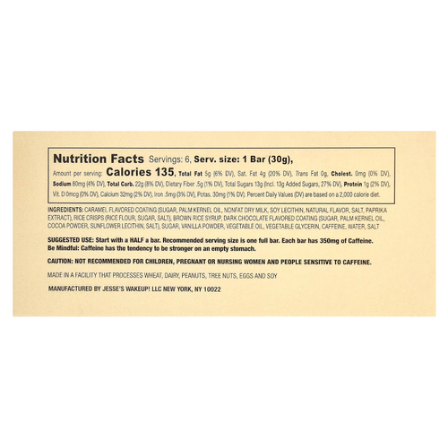 Jesse's WAKEUP!, Рисовые батончики, карамель, 6 пакетиков по 30 г (1,06 унции)