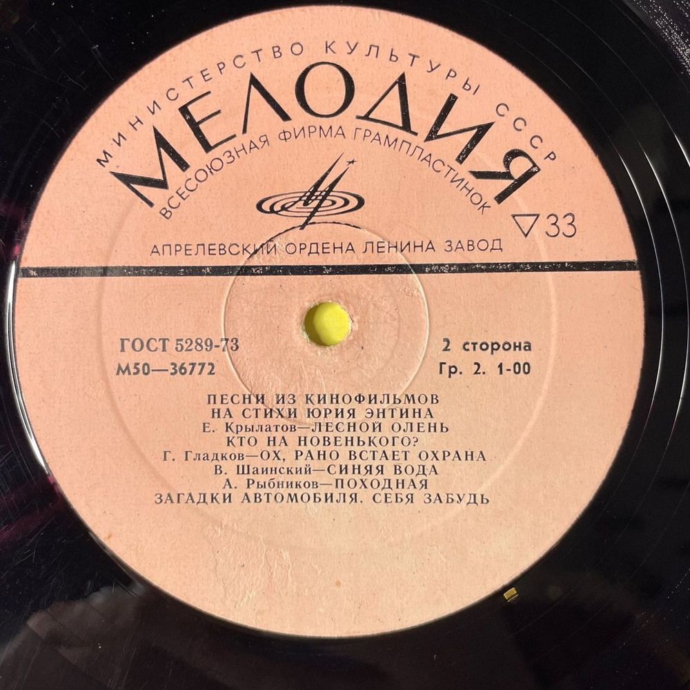 Винтажная виниловая пластинка LP Юрий Энтин Песни Из Кинофильмов На Стихи (СССР 1974) (Антошка, Чунга Чанга, Лесной Олень)