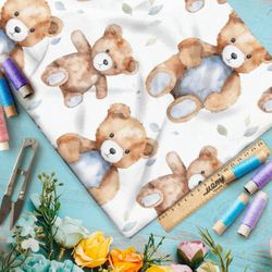 Ткань премиум интерлок игрушечные акварельные медведи