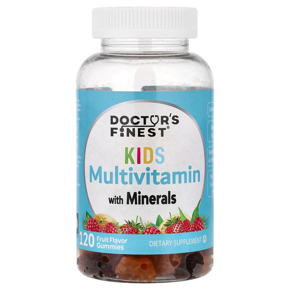 Doctor's Finest, мультивитамины с минералами для детей, фруктовый вкус, 120 жевательных таблеток