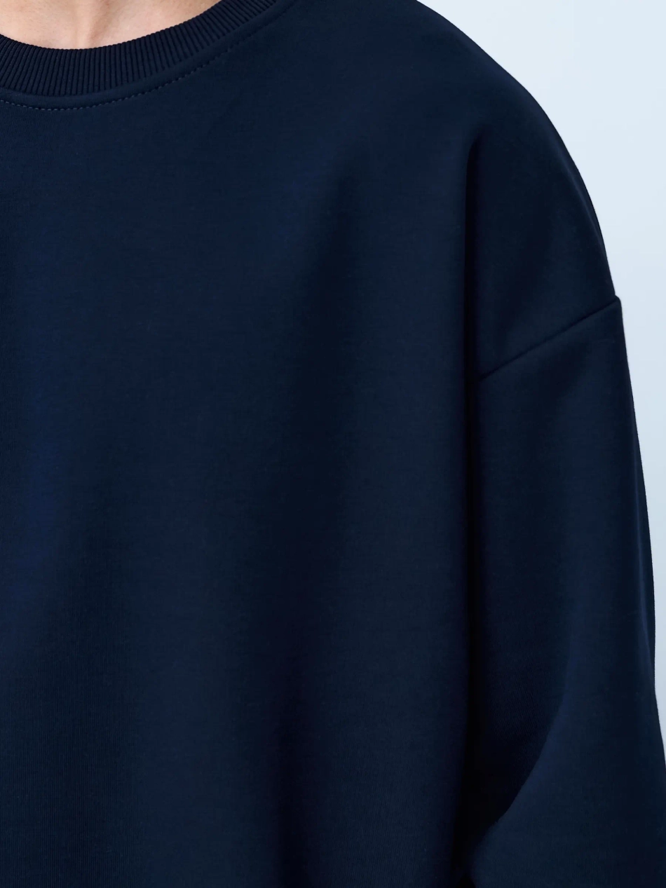 Свитшот оверсайз с начесом (темно-синий)