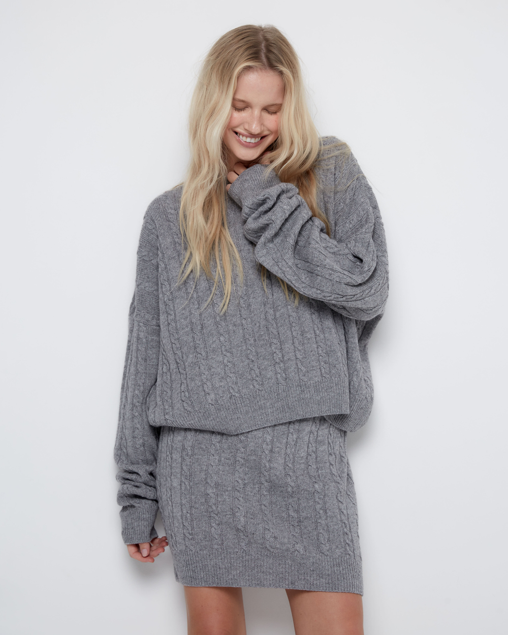 Джемпер из смесового кашемира косы светло-серый