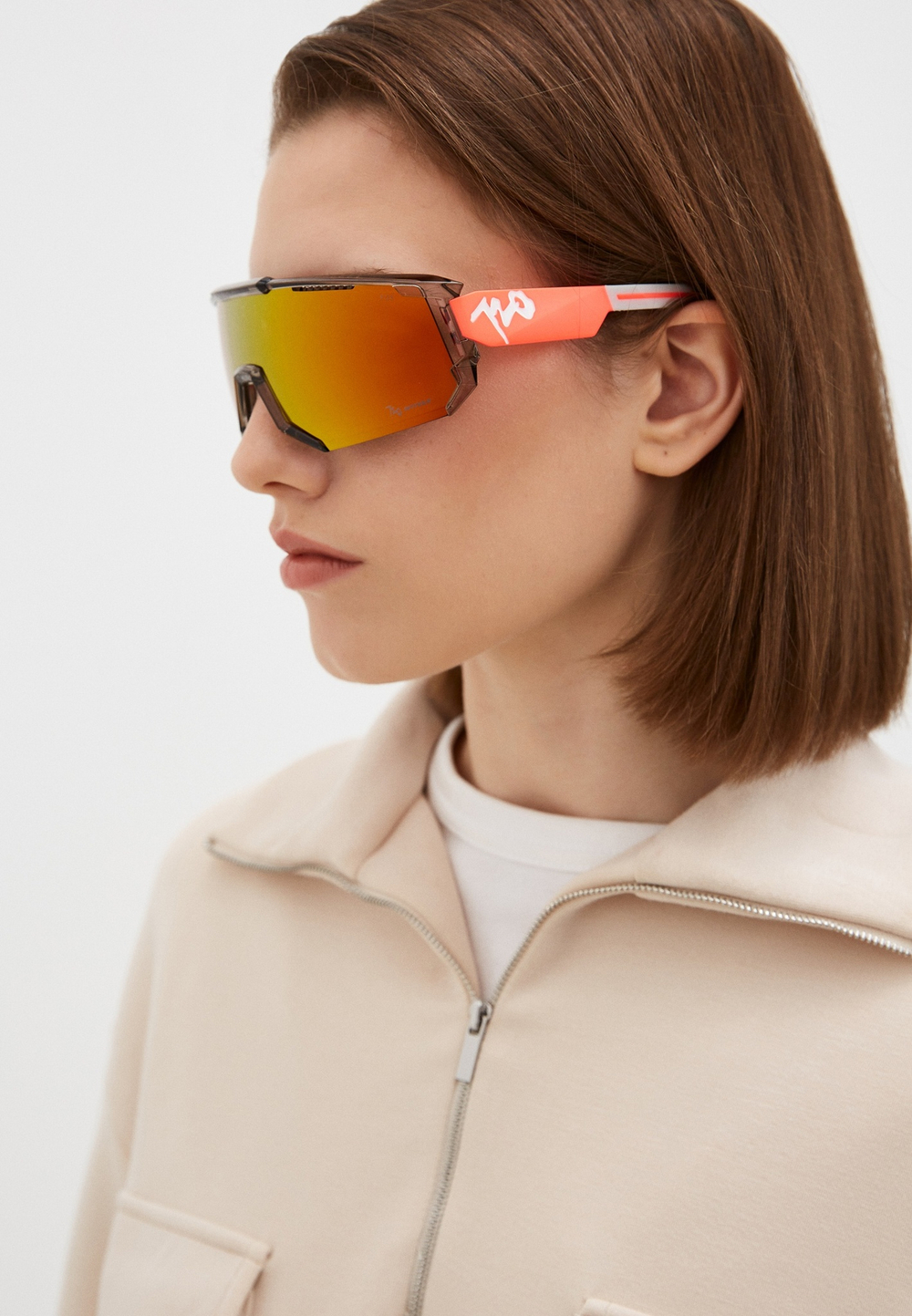 Спортивные очки 720armour Mars / Glossy Translucent Lt. Grey Shale w/ Matte Neon Peach Orange Temple / Champion Gold Ti