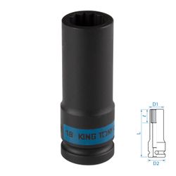 KING TONY (443018M) Головка торцевая ударная глубокая двенадцатигранная 1/2", 18 мм