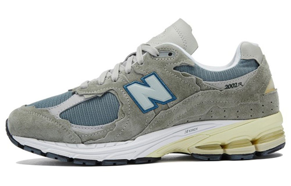 New Balance NB 2002R letter lace-up round head fabric pigskin non-slip wear-resistant breathable wrapping lightweight low-cut casual running shoes for men and women the same style light army green