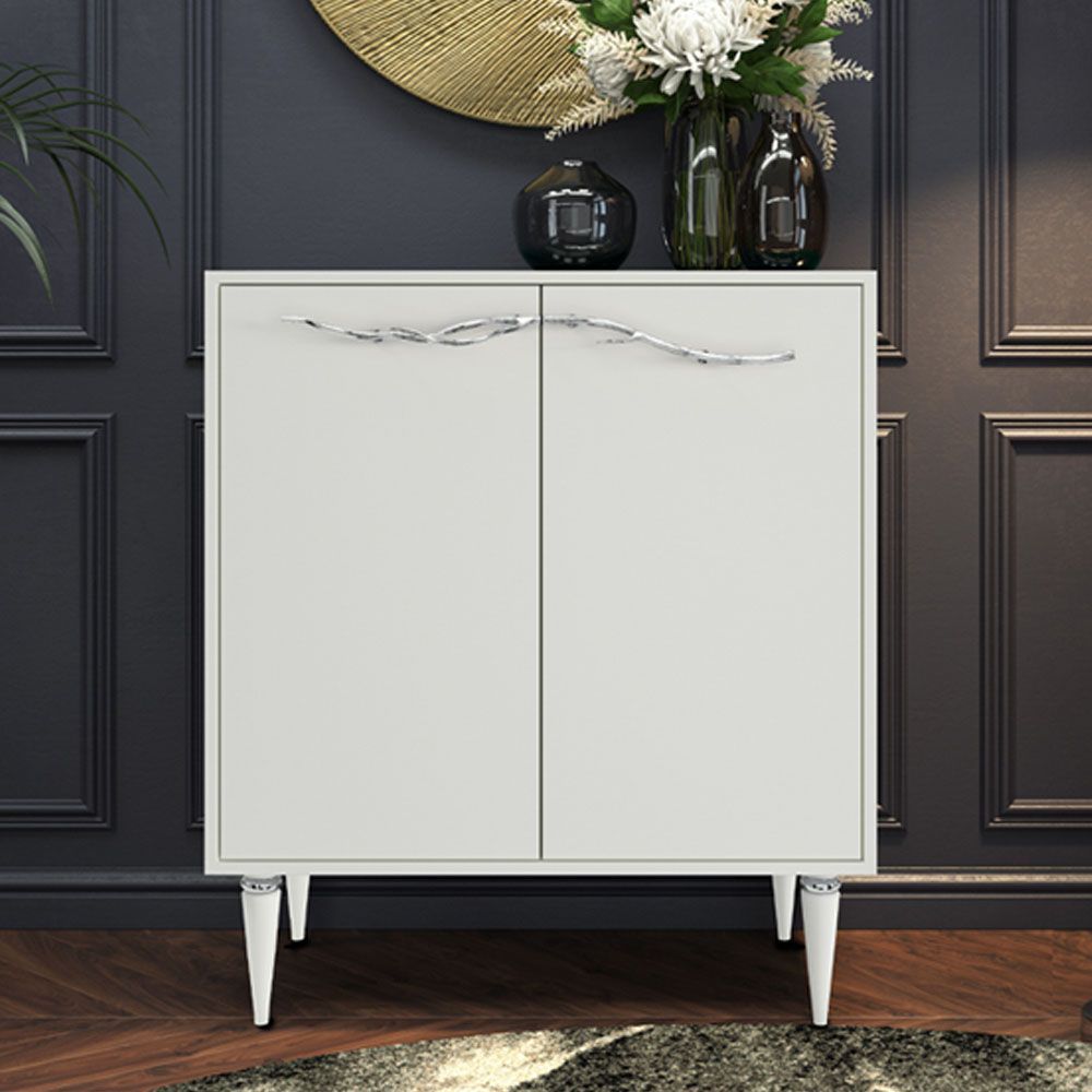 Комод Арт Колор matte Классик Сильвер с 2 полками Белый опал матовый