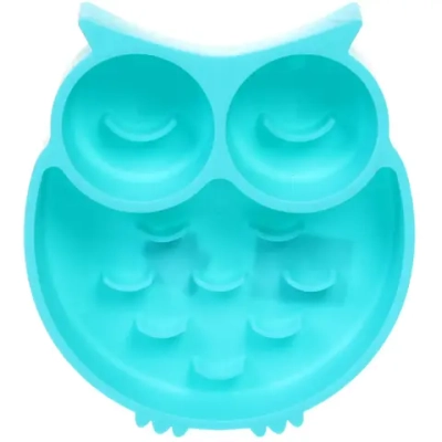 Миска для медленного кормления «Сова», цвет голубой, 17*15*3см