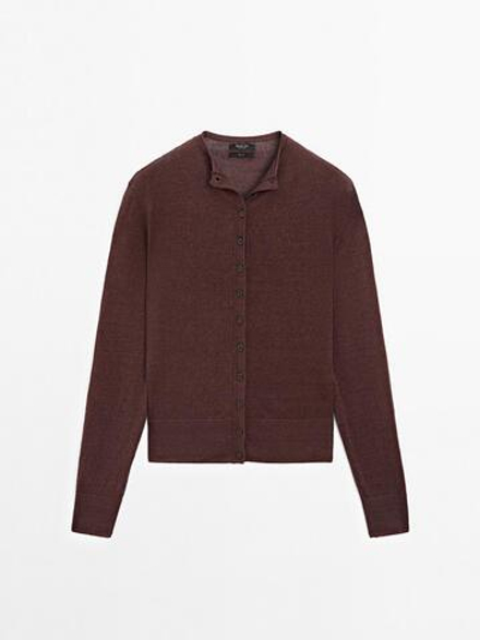 Massimo Dutti Легкий кардиган из 100% льна, бордо