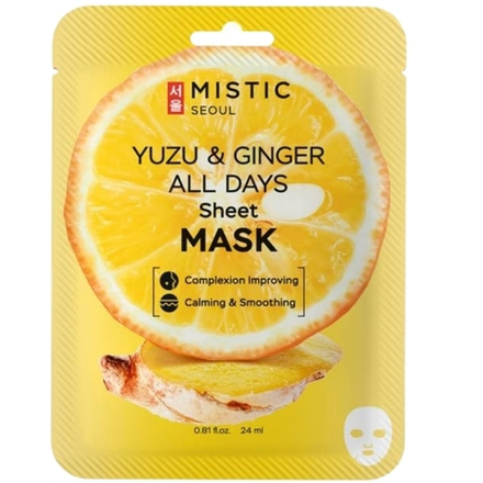 MISTIC Тканевая маска для лица с экстрактами имбиря и юдзу 24мл