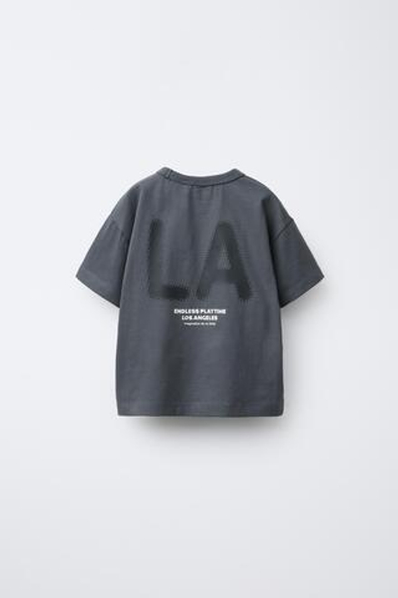 ZARA ФУТБОЛКА С НАДПИСЬЮ, АНТРАЦИТОВО-СЕРЫЙ