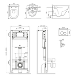 Комплект: инсталляция с унитазом и клавишей AM.PM Spirit V2.0 IS49051.701700 белая, синий, хром