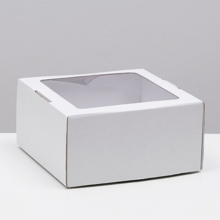 Коробка для пирога, с окном, белая, 23 х 23 х 12 см