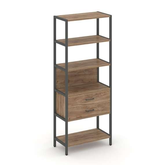 Shelf System Односекционный стеллаж пятиярусный с ящиками SN.STM-512 Дуб Табак/Металл Антрацит 810*4