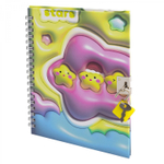 Блокнот в футляре, 18 см * 22 см, гребень, Alingar, мат.ламин, эффект 3D, ручка, замочек, диз. блок, линия, 45 л., "Звездочки", персиковый