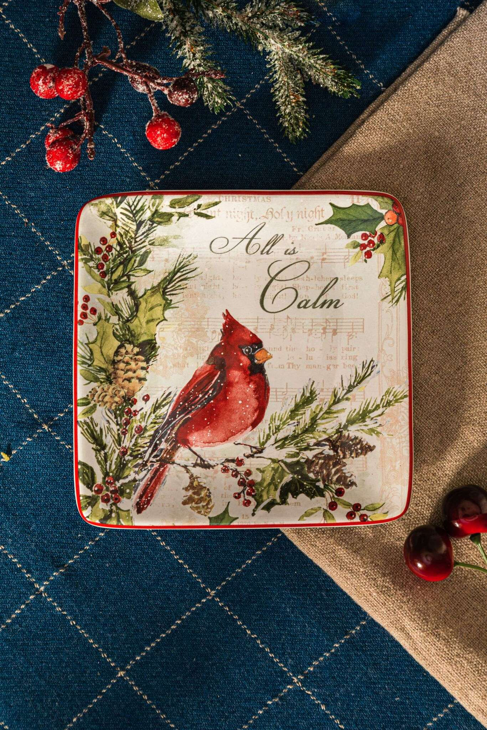 Тарелка пирожковая 15х15см Certified International Corp Тихая ночь Птичка