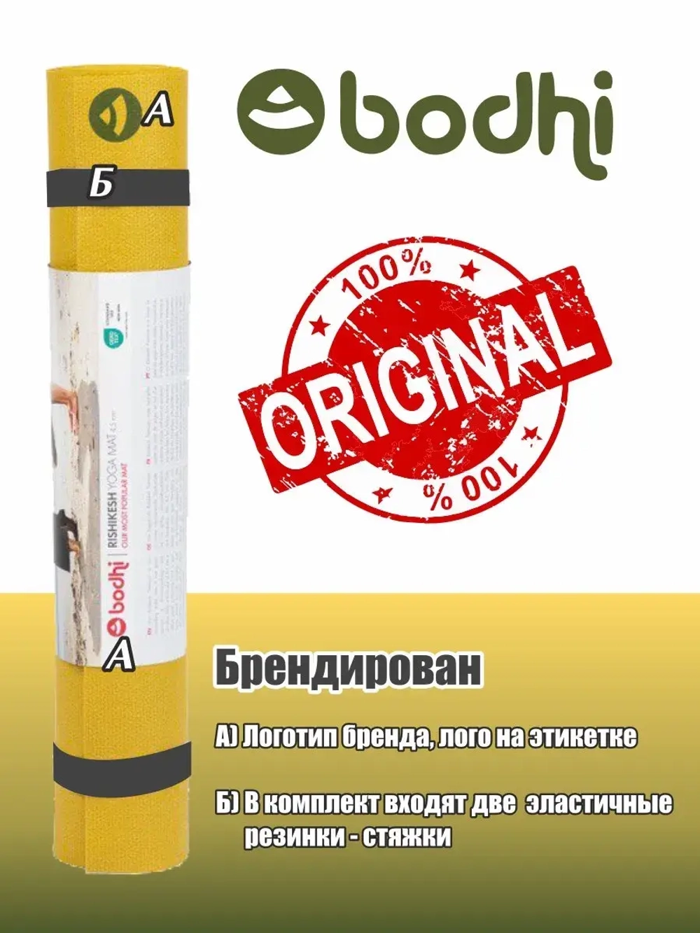 Коврик для йоги и фитнеса Ришикеш Бодхи 200 см