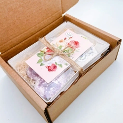 Набор бомбочек "Сердце полевые цветы XL, сердце лаванда XL + мыло полевые цветы"