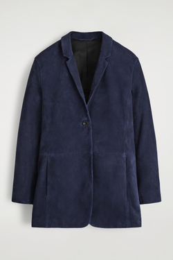 COS Замшевый пиджак на одной пуговице, стальной синий