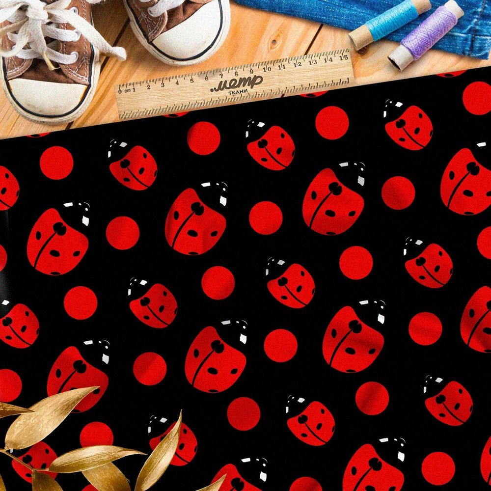 Ткань Ниагара Софт бижьи коровки