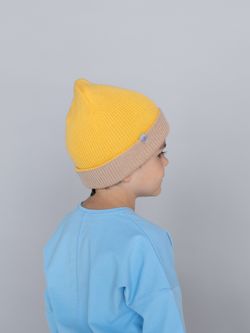 Шапка вязаная хлопковая ТВИНС(Мед, сандал)