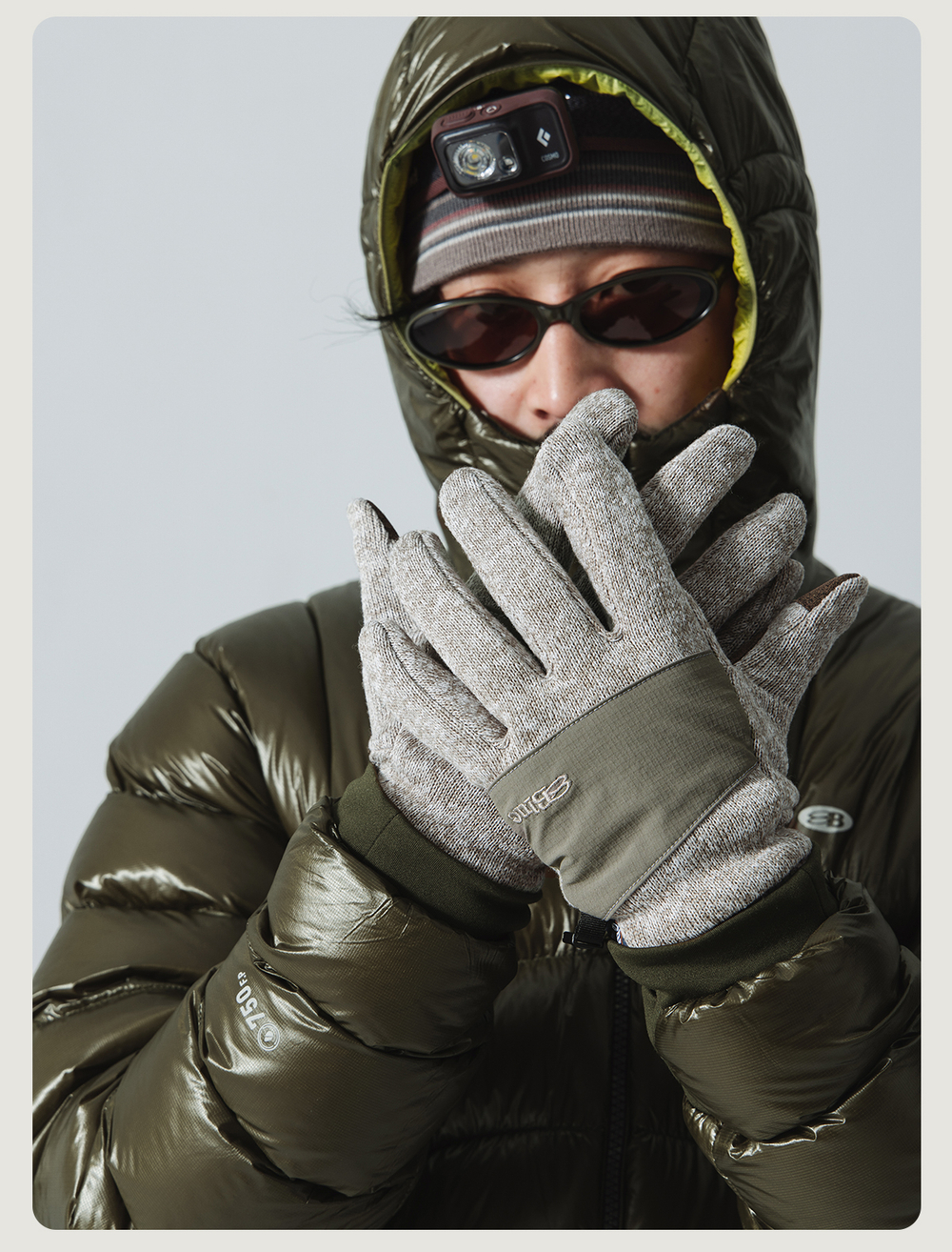Перчатки Nothomme Blue Winter New Knitted Fleece Anti-Static Water-Repellent Color-Block Thick Gloves”