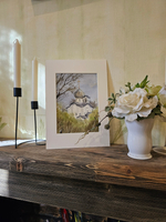 Картина авторская акварельная в паспарту 21х30 см на стену для интерьера "Церковь Петра и Павла с Буя. Псков"