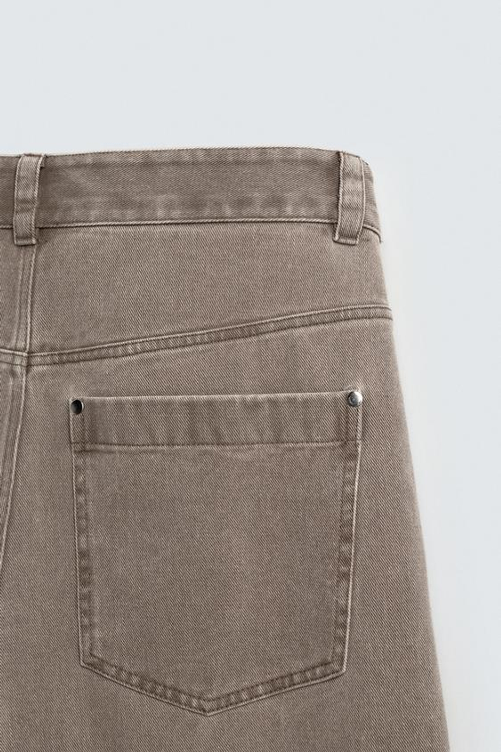 ZARA БРЮКИ RELAXED FIT С ЗАКЛЕПКАМИ LIMITED EDITION, ПЕСОЧНЫЙ МЕЛАНЖ