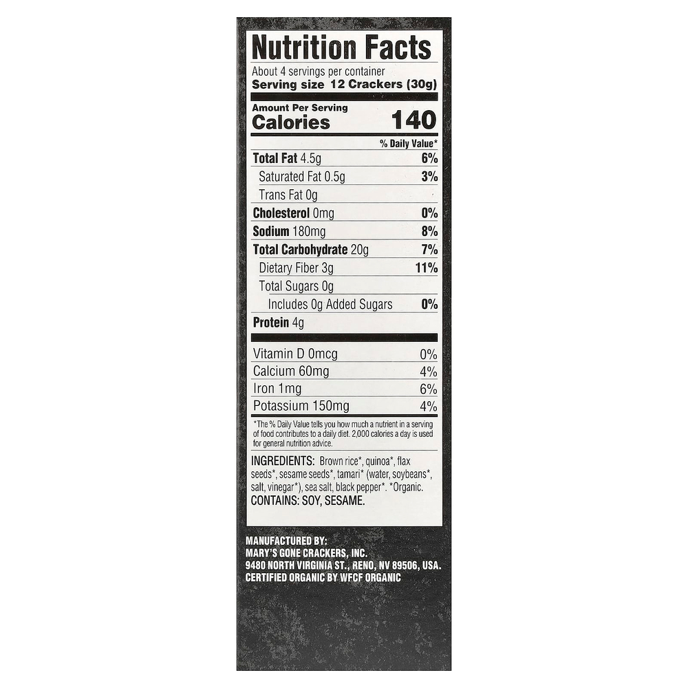 Mary's Gone Crackers, оригинальные крекеры с органическим черным перцем, 113 г (4 унции)
