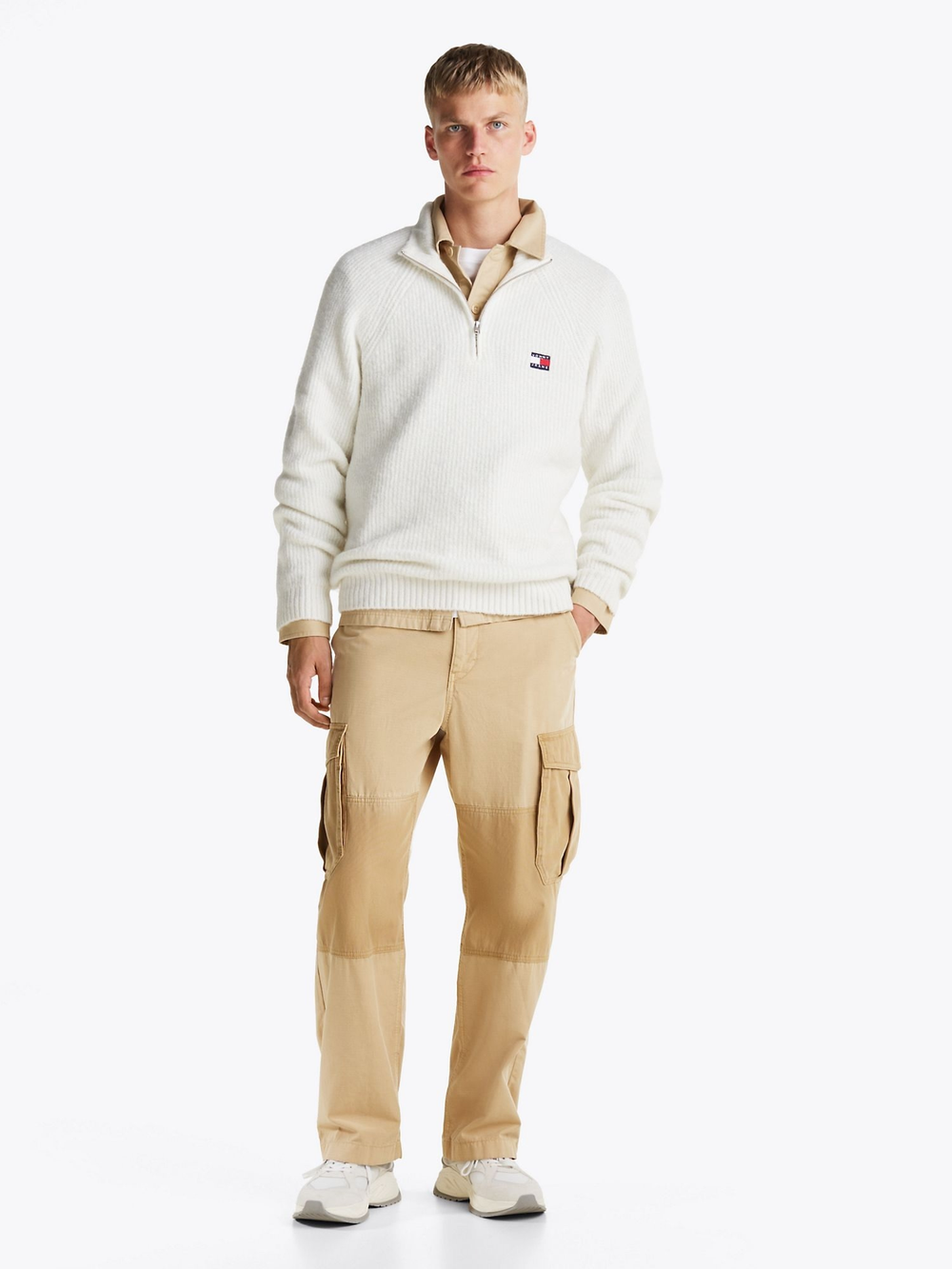 Свитер на молнии Tommy Jeans Quarter-Zip Raglan Ancient White Melange