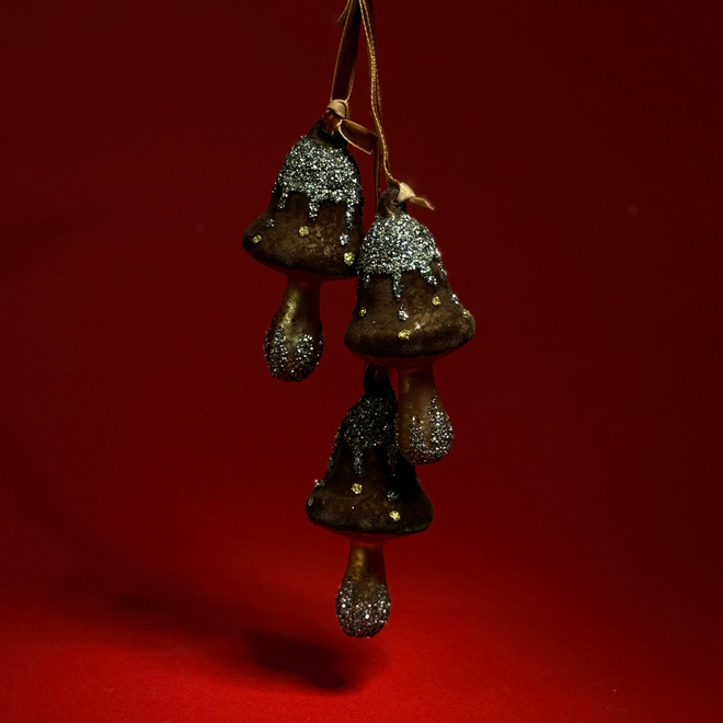 Набор украшений подвесных Гриб 3шт. (стекло), Н7,5х4,5см, коричневый