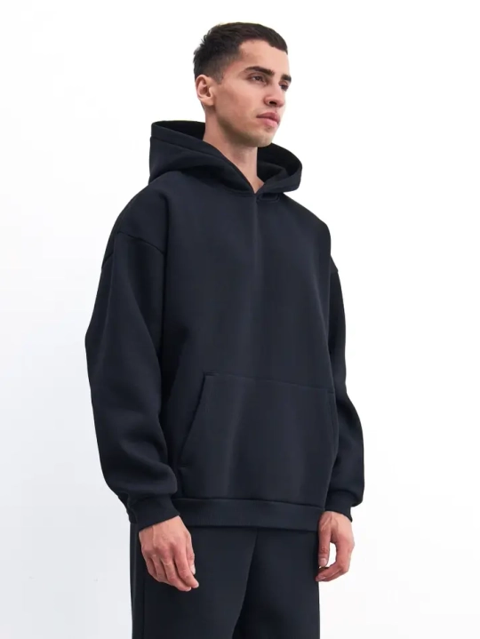 Худи оверсайз с начесом (черный) 360 г