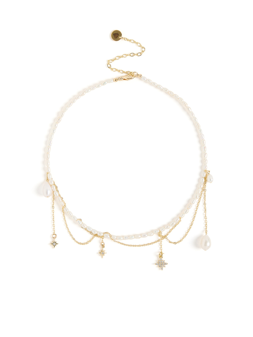 Колье "Pearl Trio Stars" Gold