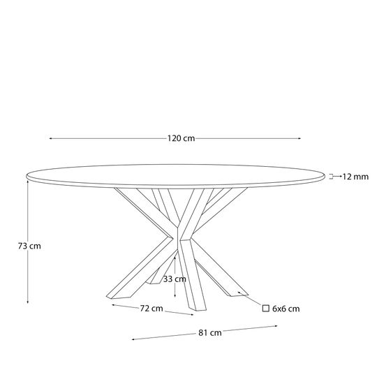 Круглый стол Argo из матового черного стекла со стальными ножками под дерево, Ø 150
