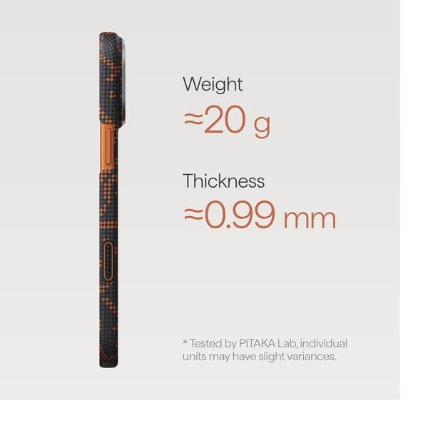 Чехол Pitaka Edge Case для iPhone 17 Pro, Чёрно-оранжевый монограм | Monogram Black/Orange