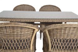 "Амароне" обеденная группа из искусственного ротанга на 6 персон, цвет соломенный
