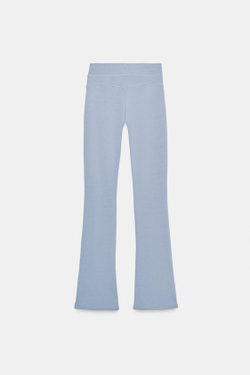 ZARA РАСКЛЕШЕННЫЕ БРЮКИ С ЭФФЕКТОМ ПОТЕРТОСТИ, СЕРО-СИНИЙ