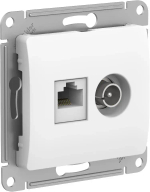 GLOSSA РОЗЕТКА двойная ТВ + компьютерная RJ45 кат. 5e, механизм, БЕЛЫЙ
