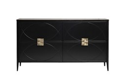 Комод с ящиками 90x40x160см Garda Decor черный с золотой фурнитурой