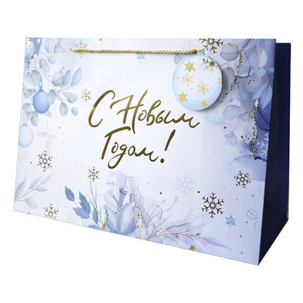 НГ Пакет подарочный L горизонтальный, С Новым Годом, Новогодний декор, 39*27*17 см (Д*В*Ш), 1 шт.