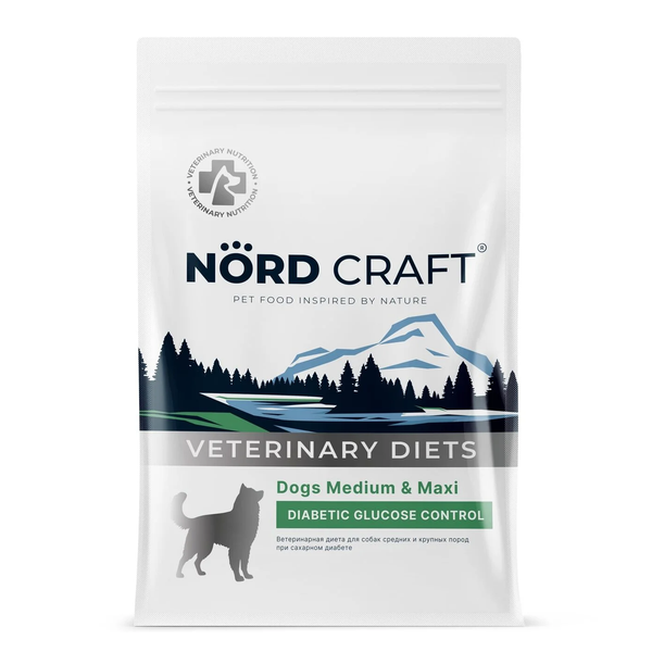 Сухой корм Nord Craft Dogs Medium & Maxi Diabetic glucose control для собак средних и крупных пород при сахарном диабете