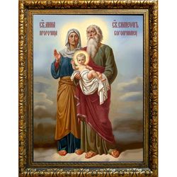 Праведные Симеон Богоприимец и Анна Пророчица. Икона на холсте.
