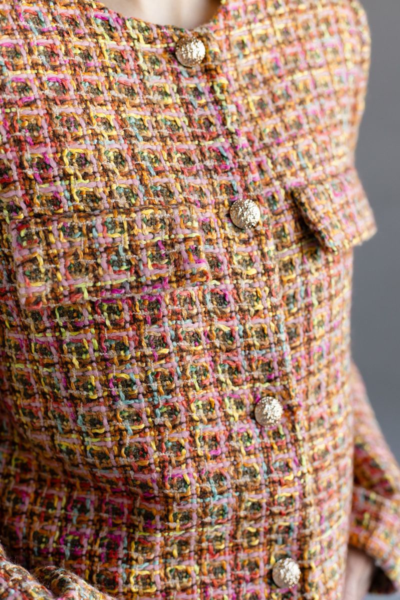 Жакет из твида укороченный разноцветный